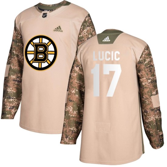 Milan Lucic Boston Bruins Authentic Veterans Day Practice Adidas Jersey - Camo