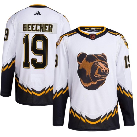 Johnny Beecher Boston Bruins Youth Authentic Reverse Retro 2.0 Adidas Jersey - White