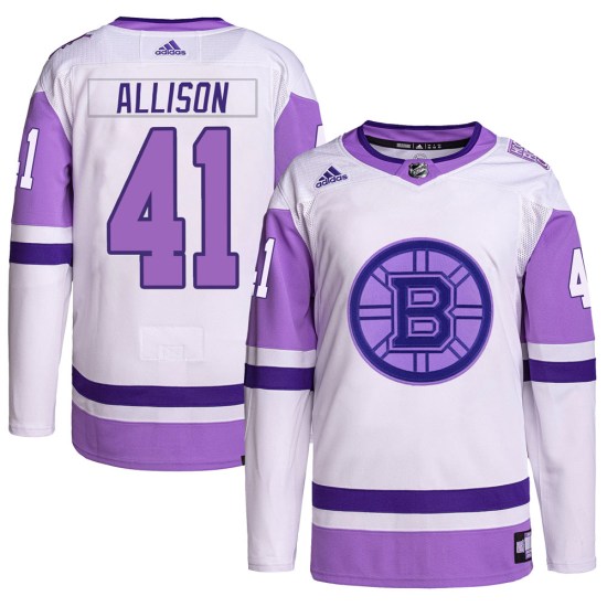 Jason Allison Boston Bruins Youth Authentic Hockey Fights Cancer Primegreen Adidas Jersey - White/Purple