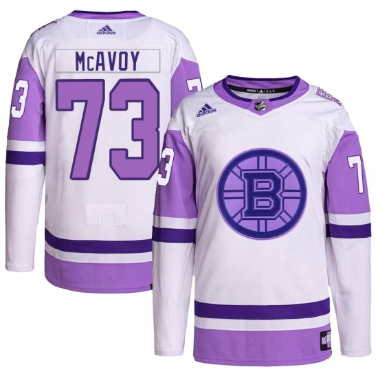 Charlie McAvoy Boston Bruins Youth Authentic Hockey Fights Cancer Primegreen Adidas Jersey - White/Purple
