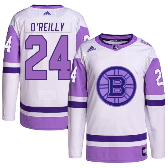 Terry O'Reilly Boston Bruins Youth Authentic Hockey Fights Cancer Primegreen Adidas Jersey - White/Purple