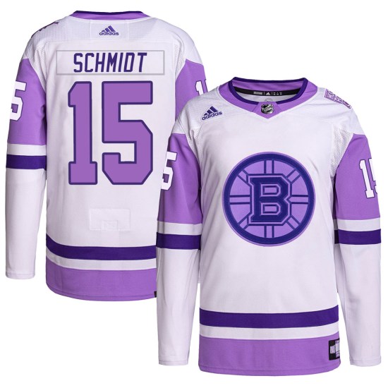 Milt Schmidt Boston Bruins Youth Authentic Hockey Fights Cancer Primegreen Adidas Jersey - White/Purple