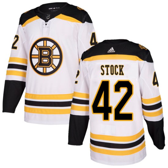 Pj Stock Boston Bruins Authentic Away Adidas Jersey - White