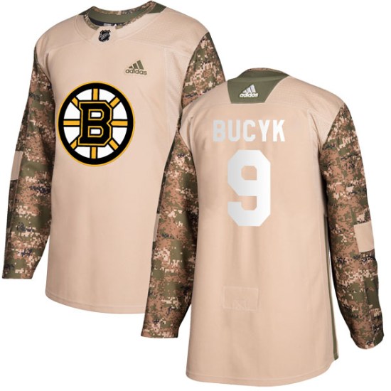 Johnny Bucyk Boston Bruins Youth Authentic Veterans Day Practice Adidas Jersey - Camo