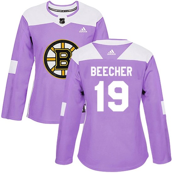 Johnny Beecher Boston Bruins Women's Authentic Fights Cancer Practice Adidas Jersey - Purple