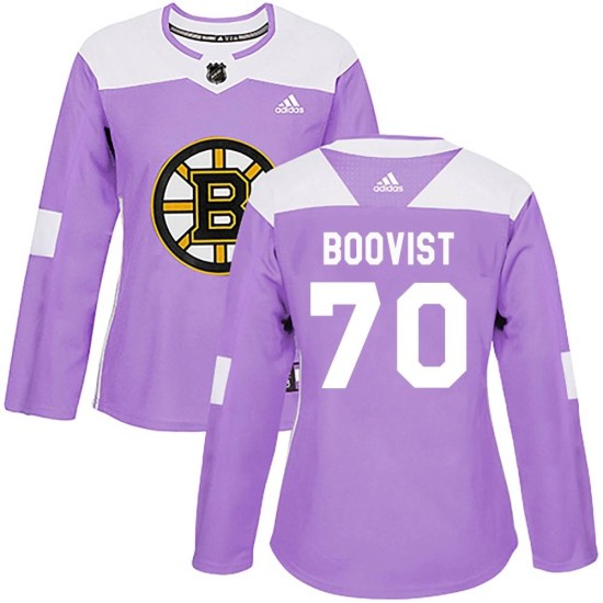 Jesper Boqvist Boston Bruins Women's Authentic Fights Cancer Practice Adidas Jersey - Purple