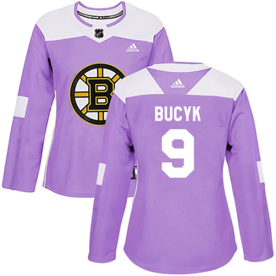 Johnny Bucyk Boston Bruins Women's Authentic Fights Cancer Practice Adidas Jersey - Purple