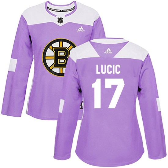 Milan Lucic Boston Bruins Women's Authentic Fights Cancer Practice Adidas Jersey - Purple
