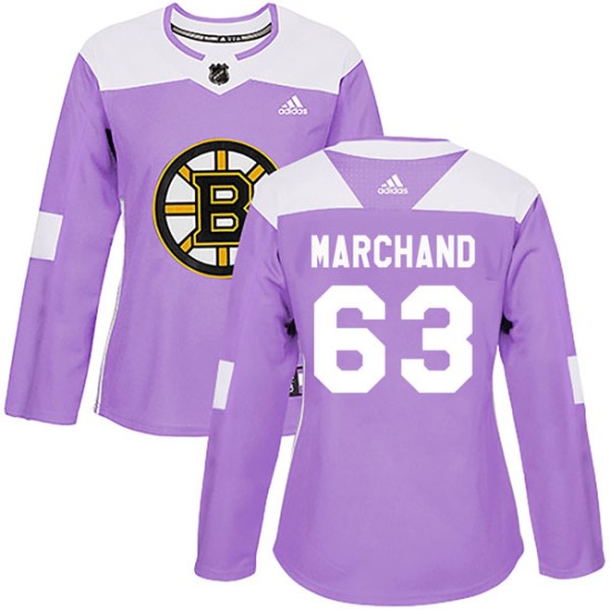 Brad Marchand Boston Bruins Women's Authentic Fights Cancer Practice Adidas Jersey - Purple