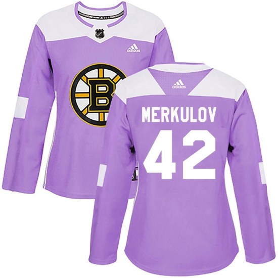 Georgii Merkulov Boston Bruins Women's Authentic Fights Cancer Practice Adidas Jersey - Purple