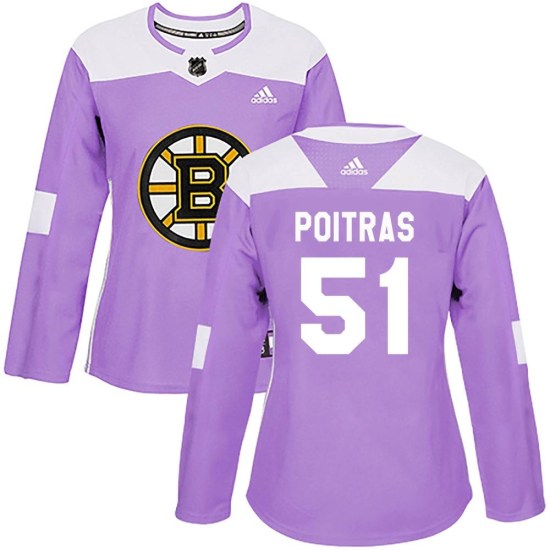Matthew Poitras Boston Bruins Women's Authentic Fights Cancer Practice Adidas Jersey - Purple