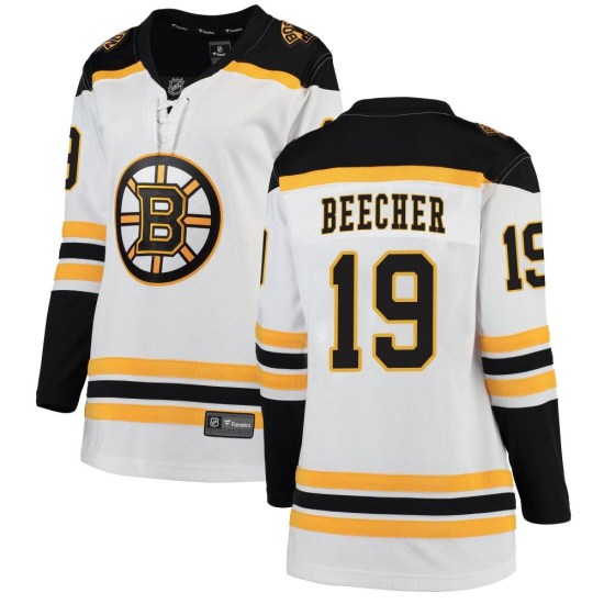Johnny Beecher Boston Bruins Women's Breakaway Away Fanatics Branded Jersey - White