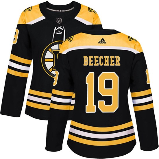 Johnny Beecher Boston Bruins Women's Authentic Home Adidas Jersey - Black