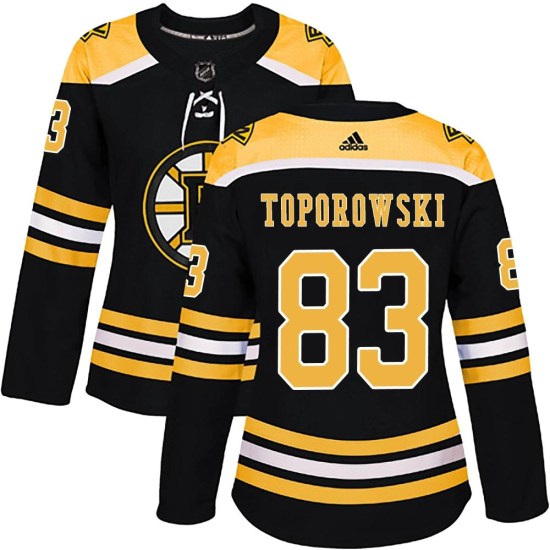 Luke Toporowski Boston Bruins Women's Authentic Home Adidas Jersey - Black