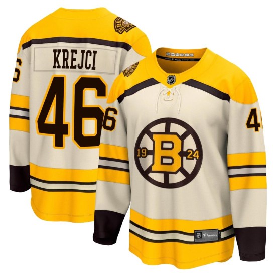 David Krejci Boston Bruins Premier Breakaway 100th Anniversary Fanatics Branded Jersey - Cream