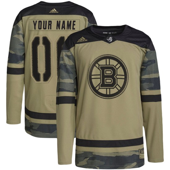 Custom Boston Bruins Youth Authentic Custom Military Appreciation Practice Adidas Jersey - Camo