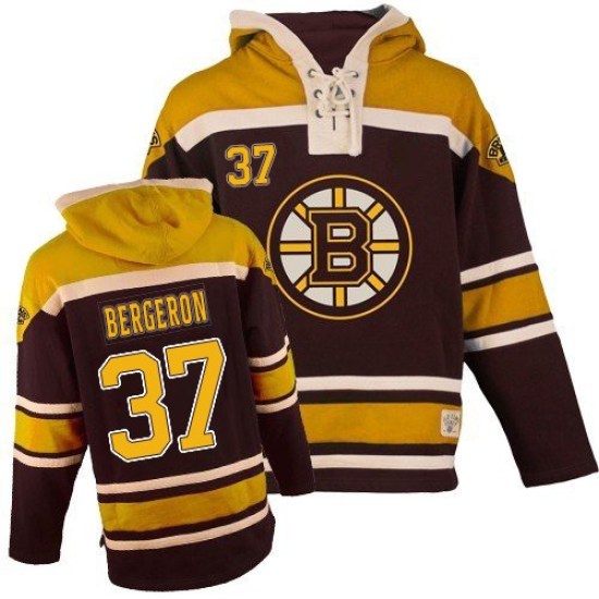 Patrice Bergeron Boston Bruins Youth Premier Old Time Hockey Sawyer Hooded Sweatshirt - Black